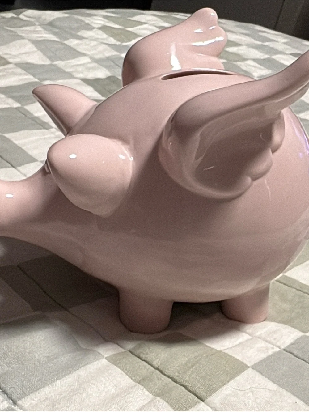 Pink Ceramic Pig Figurine Bank - Cute Home Accent